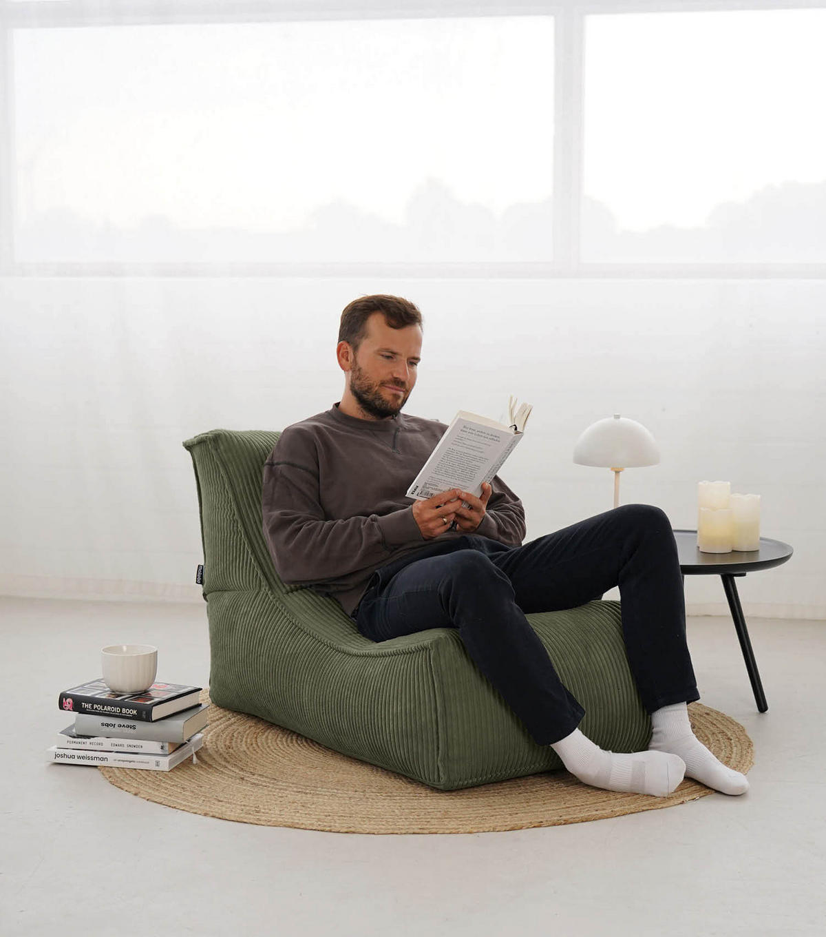 SITZSACK mit Hocker Der Gelassene - Grün, Textil (65/65/155cm) - Mokebo