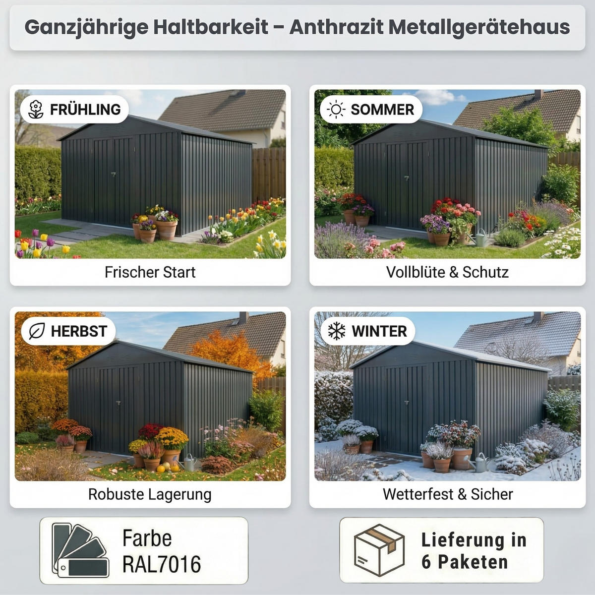 GERÄTEHAUS 5XL - Anthrazit, Metall (339.6/199.6/375.3cm) - Albatros