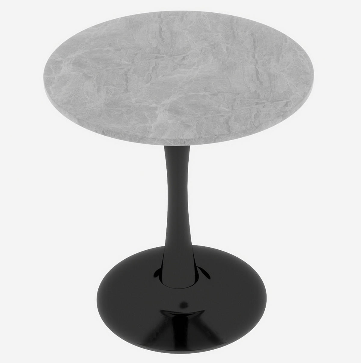 COUCHTISCH 70 cm in Schwarz/Grau aus Kunstmarmor–rund und vielseitig - Grau, Stein (70/70/72cm) - Flora Grace