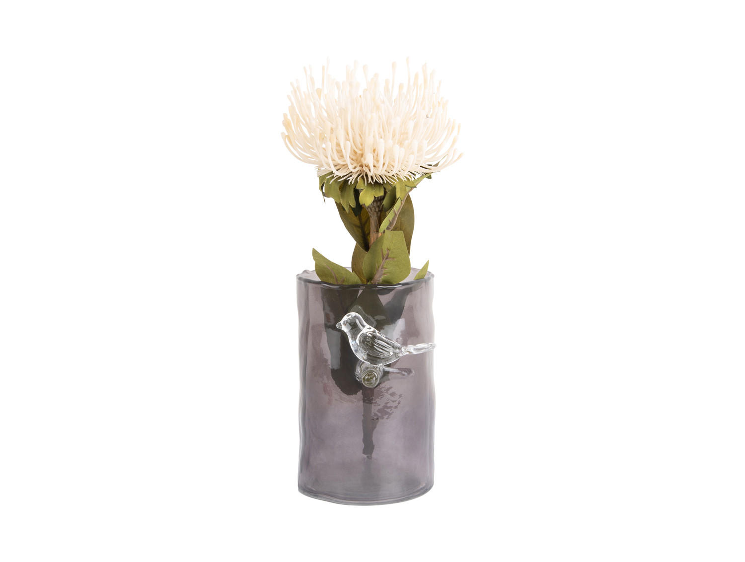 VASE Bird On Branch 9/9/15 cm - Grau, Glas (9.5/15cm) - Present Time