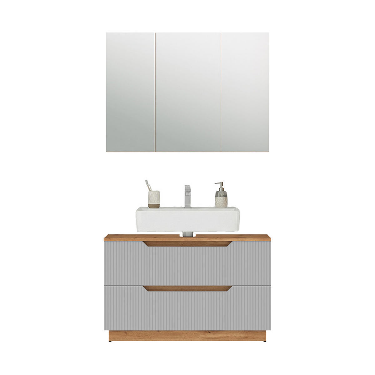 KOUPELNOVÝ NÁBYTEK Lotta Dubový/šedý pruhovaný - šedá, kompozitní dřevo (119.2/62.5/35cm) - Vicco