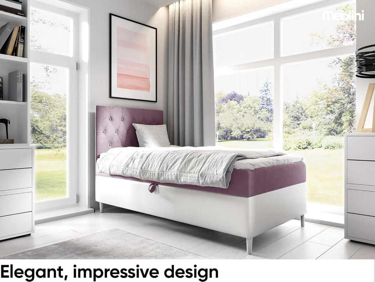 KINDERBETT FLIPPO 1 - Lila/Weiß, Holzwerkstoff (92/208cm) - Meblini