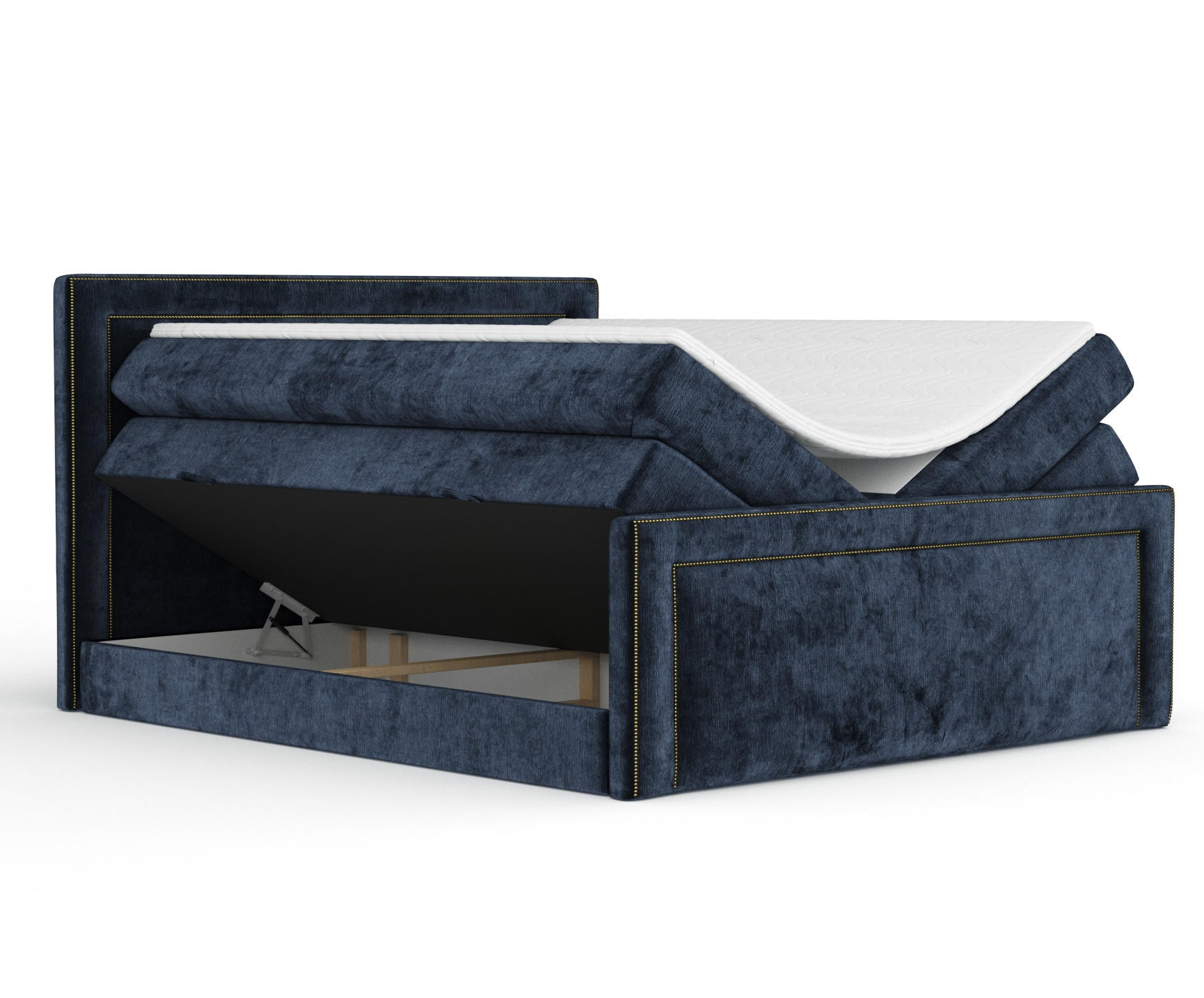 BOXSPRINGBETT Luxora Marineblau 140/200 cm - Schwarz/Dunkelblau, Holz/Holzwerkstoff (140/200cm) - Maison de Reve