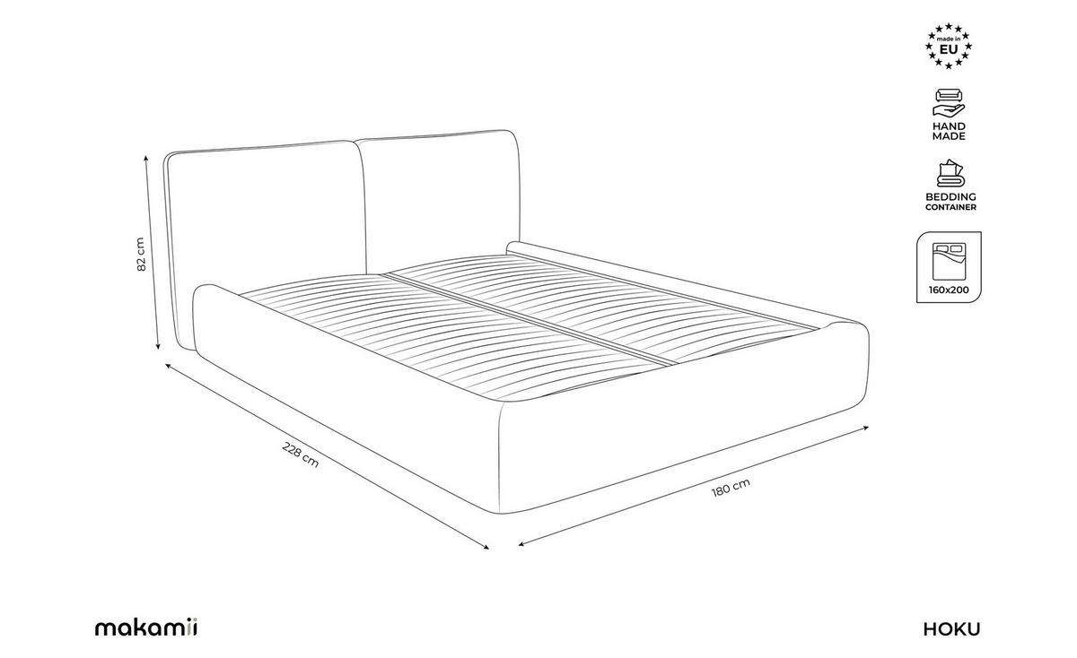 POLSTERBETT mit Bettkasten und Lattenrost 180x228 Schwarz - Schwarz, Kunststoff/Textil (160/200cm) - Makamii