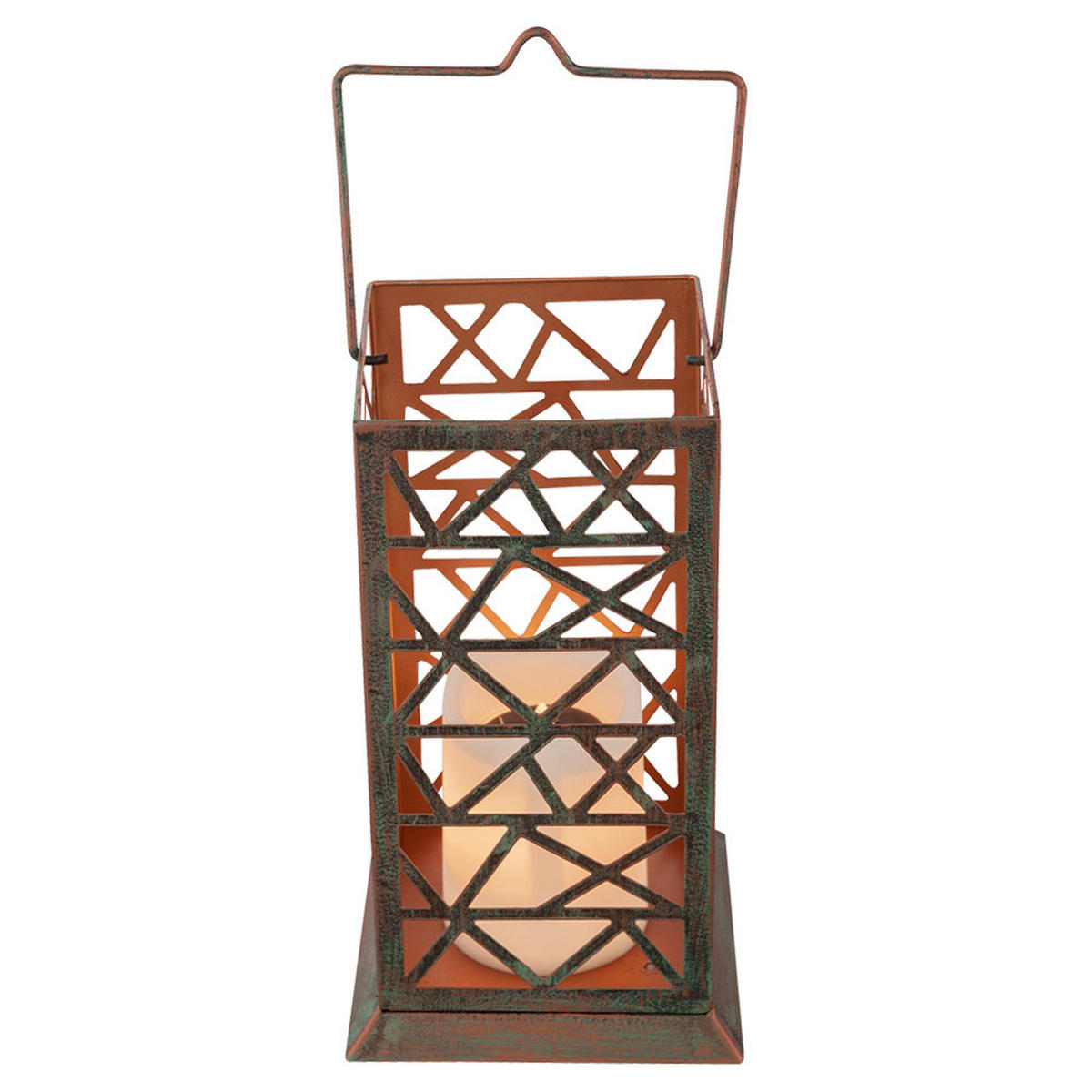 LED AUSSENLEUCHTE Feuereffekt Rostgrün - Braun, Metall (14/14/27cm) - Globo Lighting