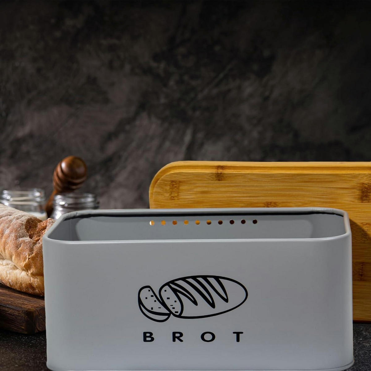 BROTKASTEN Grau 30 cm - Multicolor, Metall (18/14/30cm)