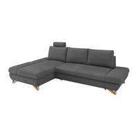 ECKSOFA grau Struktur-Stoff, Sofa mit Bettfunktion und Stauraum 284 cm - Grau, Holz/Textil (166/284cm) - Furn.Design