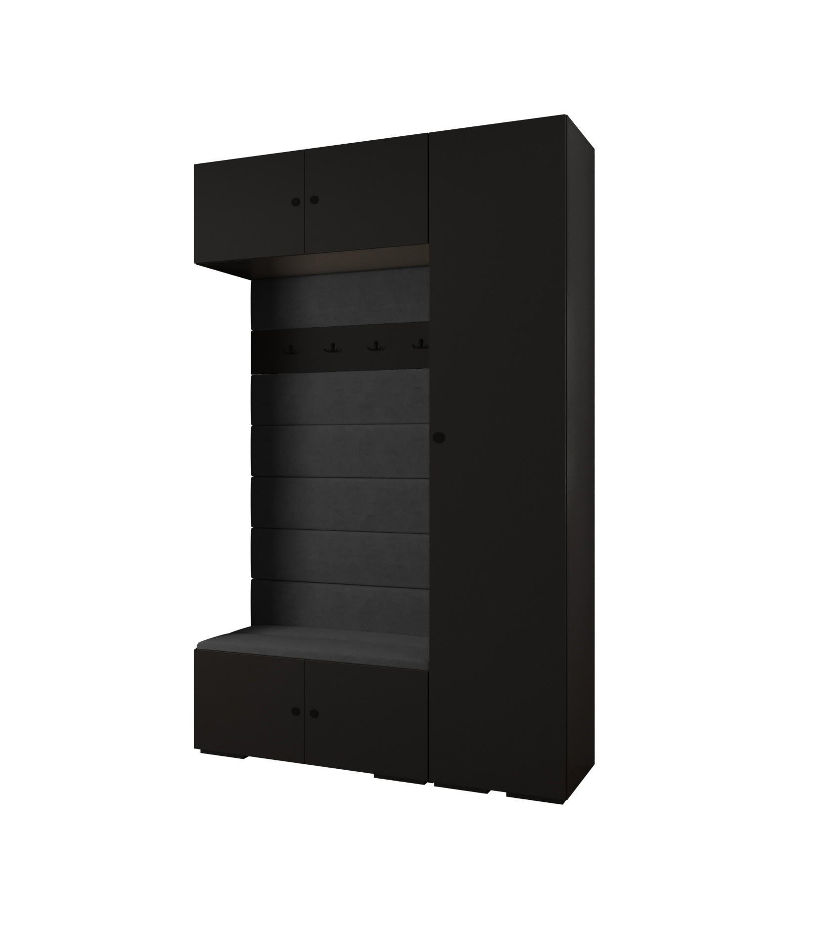 Abiks Möbel Garderoben-Set Schwarz, Schwarz, Schwarz 150x236.7x47 cm