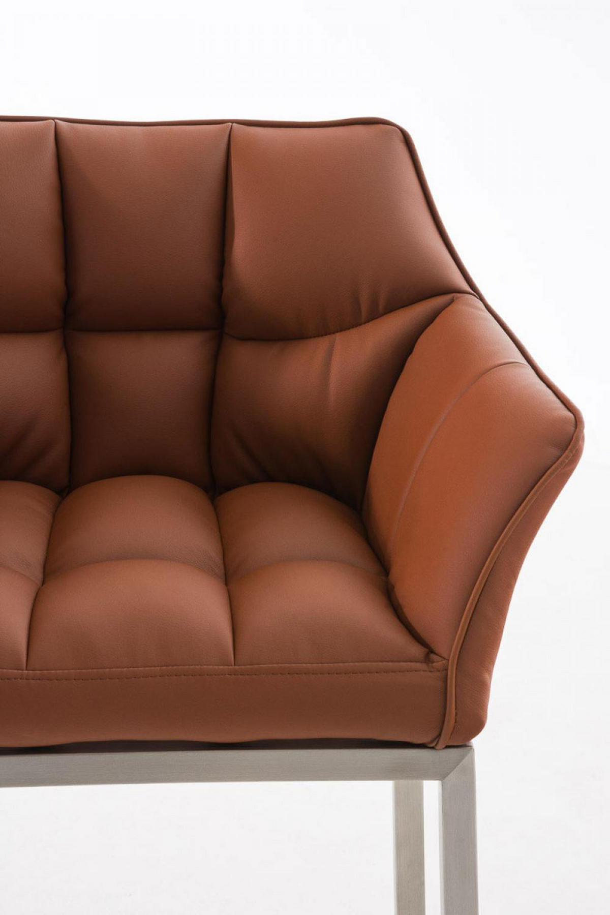 BARHOCKER 2er Set Lederlook hellbraun - Hellbraun/Edelstahlfarben, Textil/Metall (64/110/48cm) - CLP