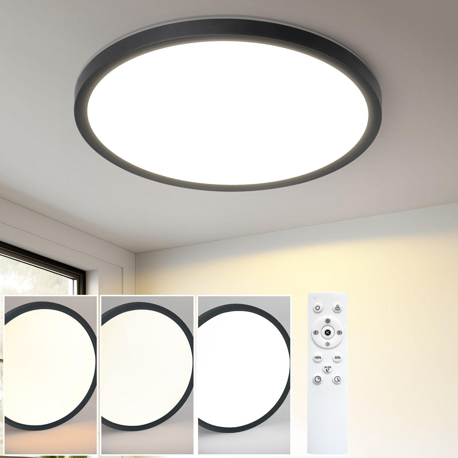 LED-DECKENLEUCHTE Mak 18/18/2.6 cm - Schwarz, Kunststoff (18/18/2.6cm) - Nettlife