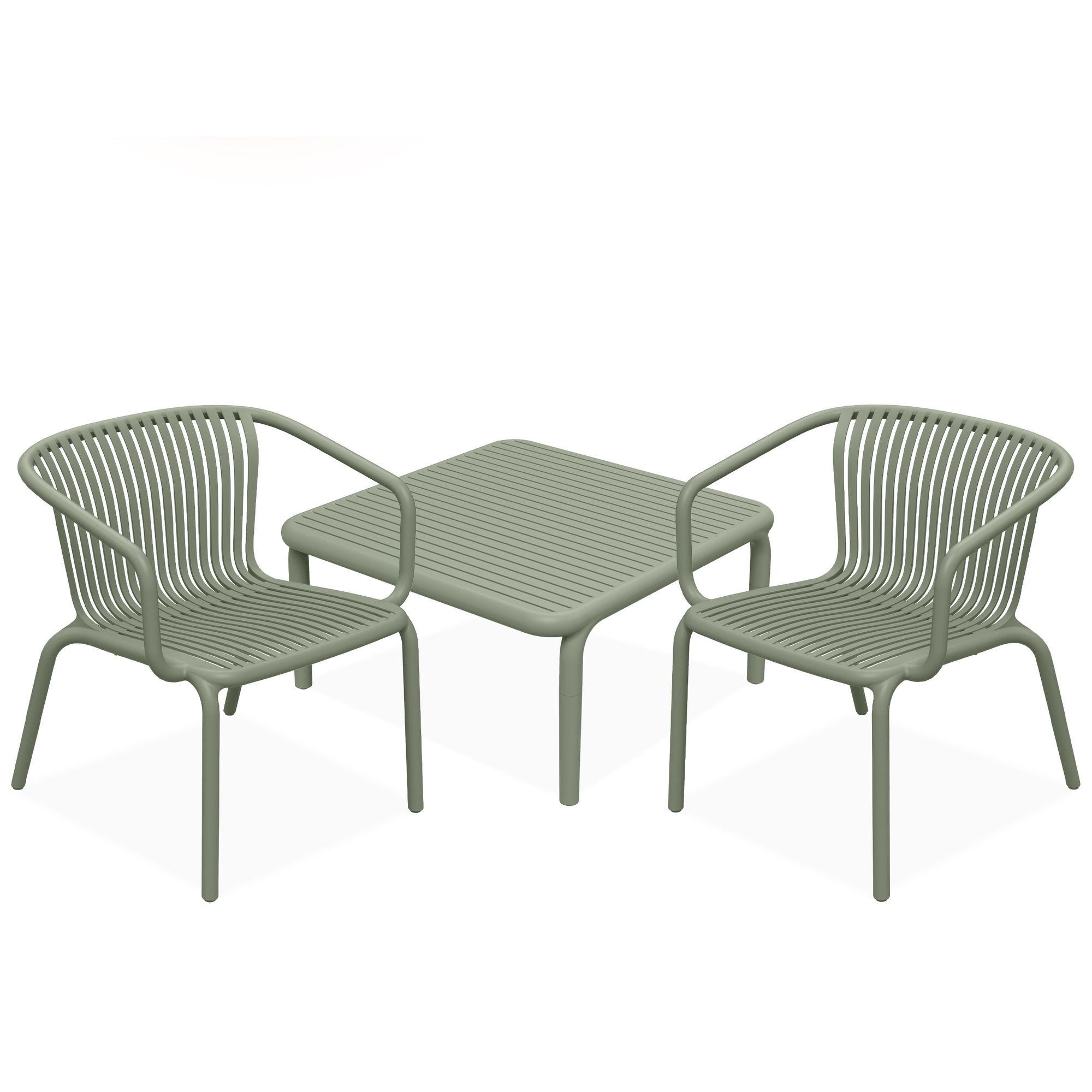 GARTEN ESSGRUPPE FICCARI, Gartenmöbel-Set 3-tlg, Olive - Olivgrün, Kunststoff - KONSIMO®