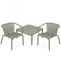 GARTEN ESSGRUPPE FICCARI, Gartenmöbel-Set 3-tlg, Olive - Olivgrün, Kunststoff - KONSIMO®