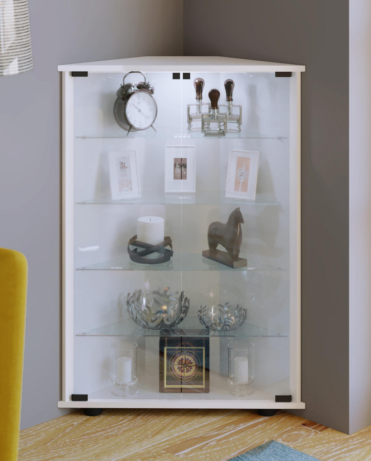 VITRINENSCHRANK Weiß - Weiß, Holzwerkstoff (68/88/23cm) - ebuy24