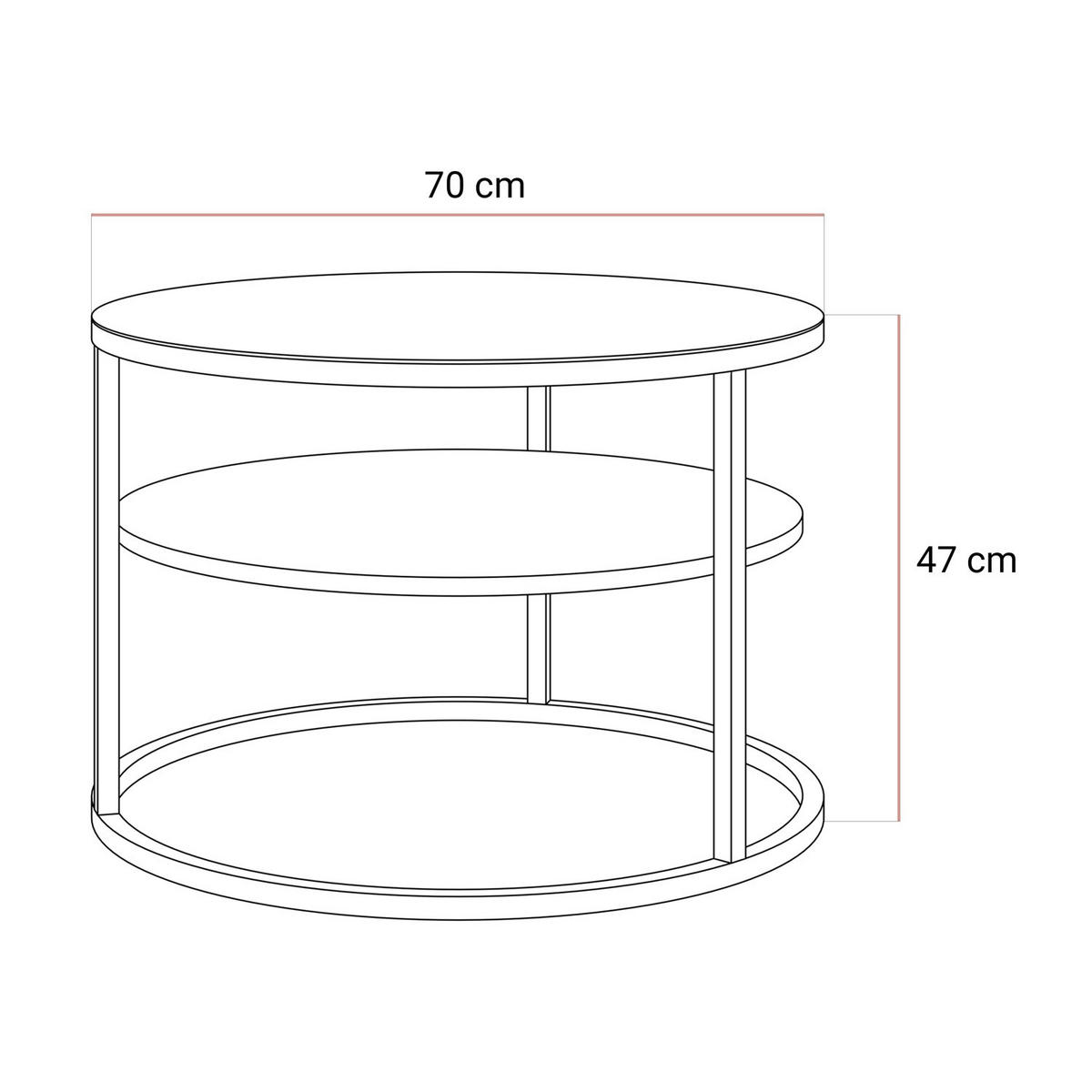 COUCHTISCH CIRI GLASS mit Ablage und Gestell in Goldchrom Schwarzes Glass - Goldfarben/Schwarz, Glas (70/70/47cm) - Lookway