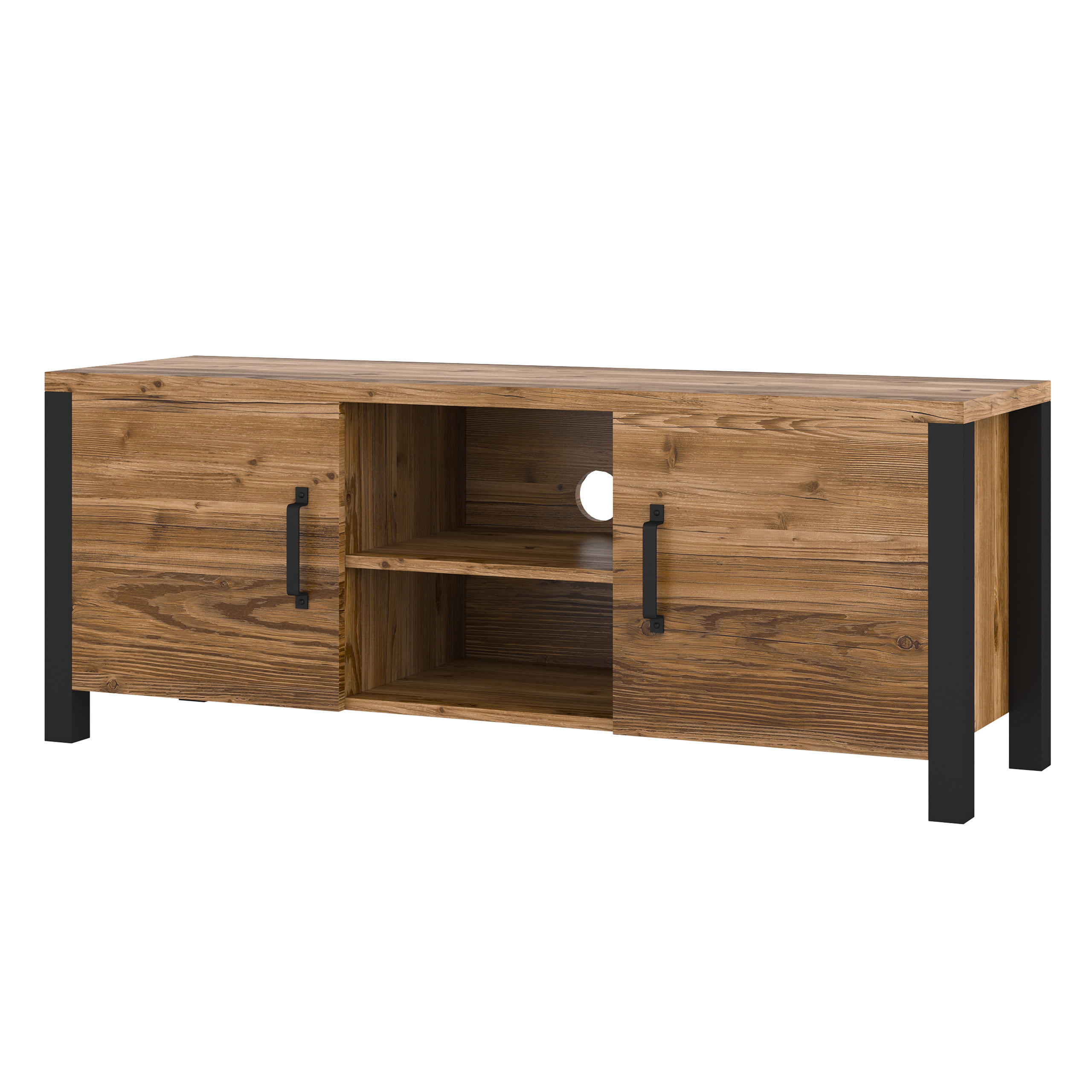 LOWBOARD OLIVIERO 147x43x57 cm mit 2 Türen Braun - Braun, Holzwerkstoff (147/57/43cm) - MASSENO