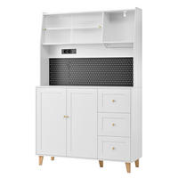 BUFFET 120x40x184 cm Weiß mit Fluted Glas & Ladestation - Weiß, Holzwerkstoff (120/184/40cm) - Modfu