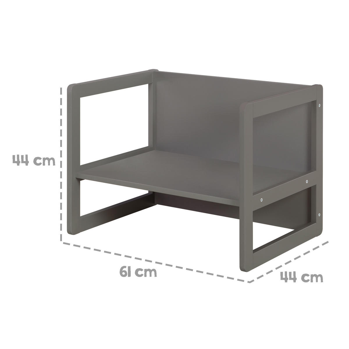 KINDERSITZGRUPPE 3in1 - Anthrazit, Holzwerkstoff (61/30/44cm) - Roba