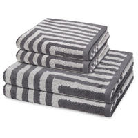 FROTTIERSET Grafik 4-teilig - Dunkelgrau, Textil (50/100cm) - Ross