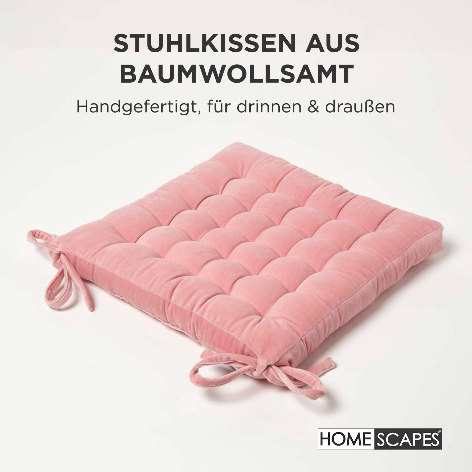 STUHLKISSEN Samt 4er-Set rosa 40/40/5 cm - Rosa, Textil (40/40/5cm) - Homescapes