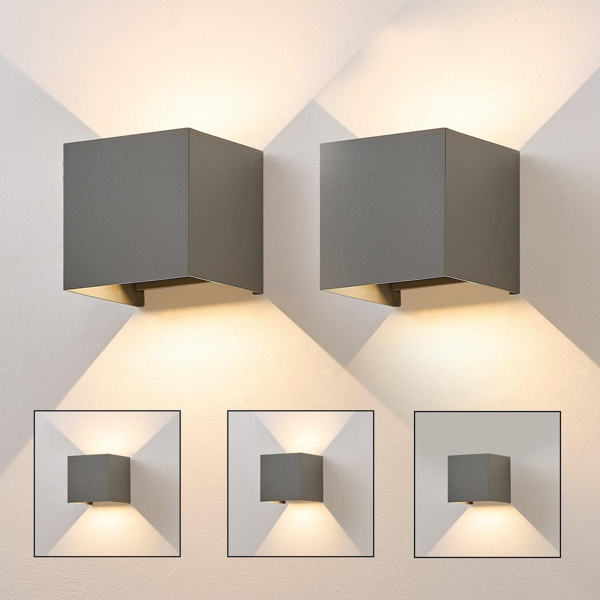 LED WANDLEUCHTE Inspiration 2er-Set - Grau, Metall (10/10/10cm) - Nettlife