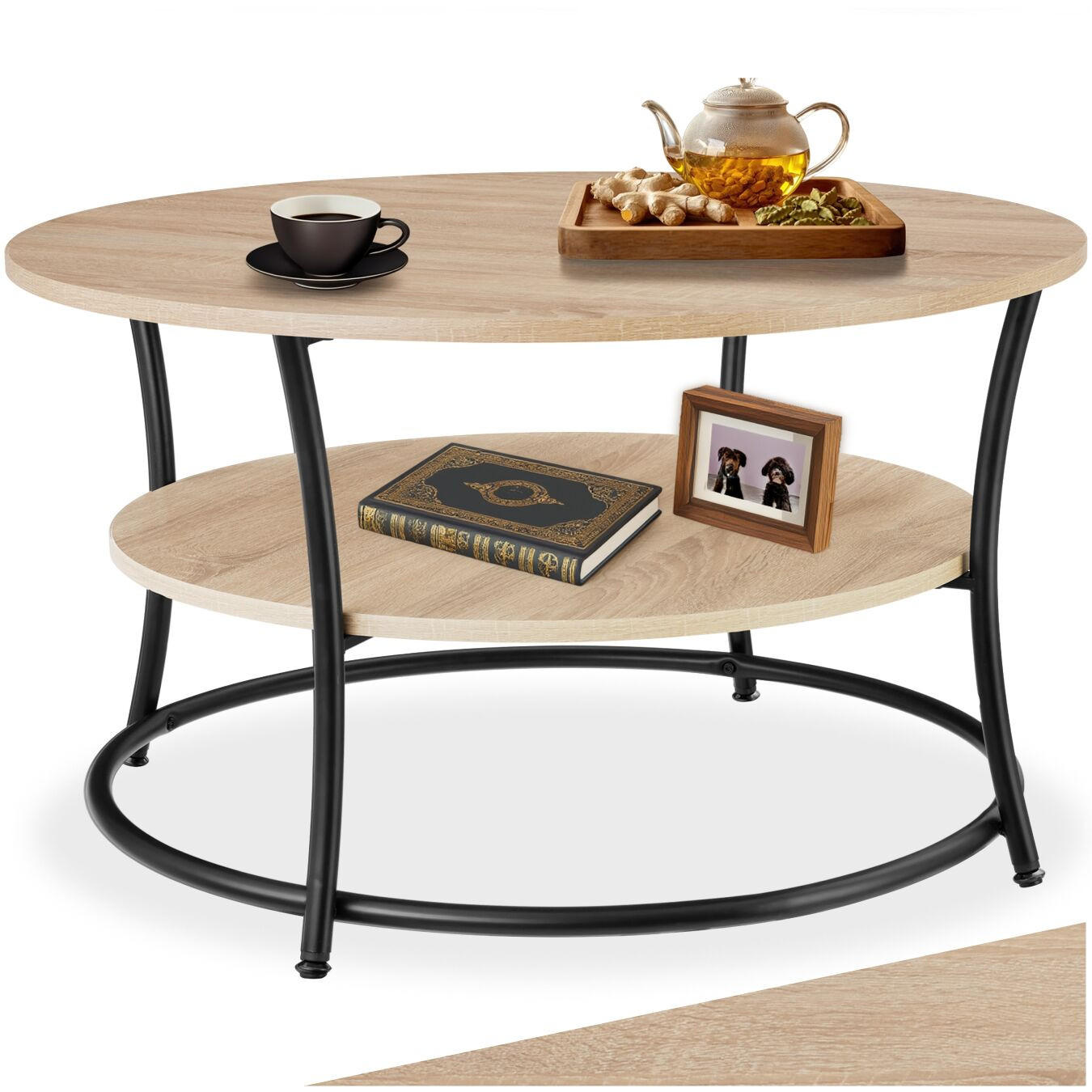 COUCHTISCH Cromford,80 x 46 cm,Industrial Holz hell, Eiche Sonoma - Naturfarben, Holzwerkstoff (80/80/46cm) - tectake