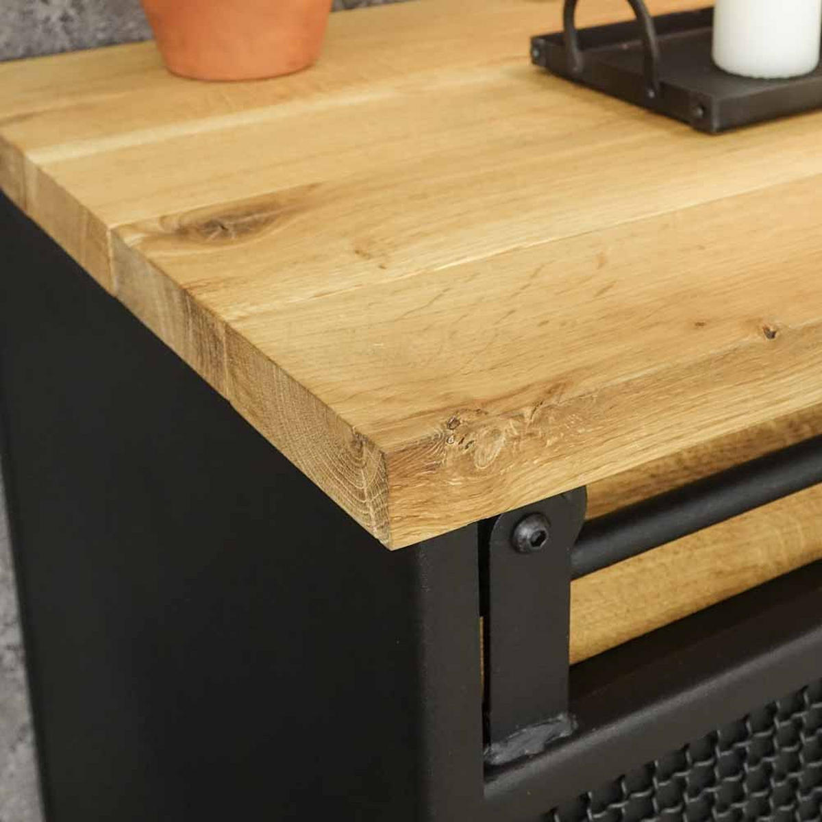 KOMMODE aus Massivholz STRONG - Honigeiche/Schwarz, Holz (150/90/45cm) - Seart