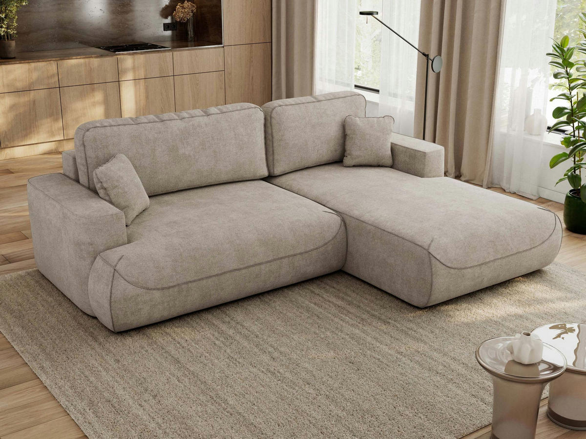 ECKSOFA OVO L Beige Struktur - Rechts Seite - Beige/Schwarz, Kunststoff/Textil (195/271cm) - MKS