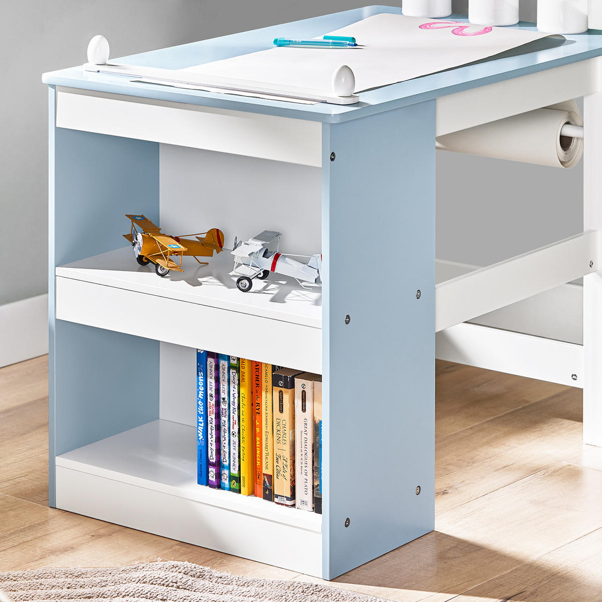 KINDERSITZGRUPPE Weiß-Blau - Blau, Holz/Holzwerkstoff (80/66/50cm) - SoBuy