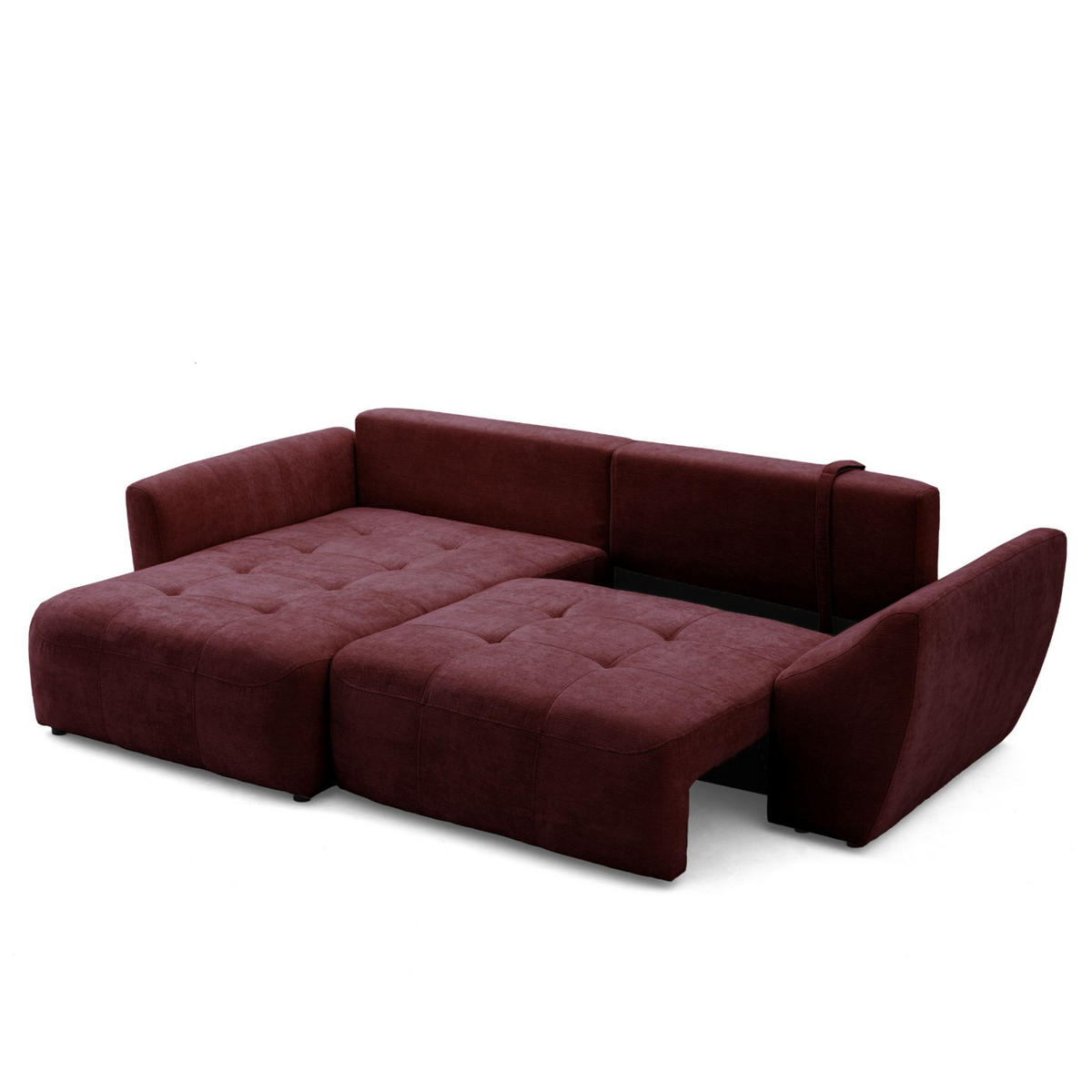 ECKSOFA NICE L Links mit Schlaffunktion 137x204 Chenille Rotwein - Schwarz/Dunkelrot, Holz/Textil (260/165cm) - Muffo