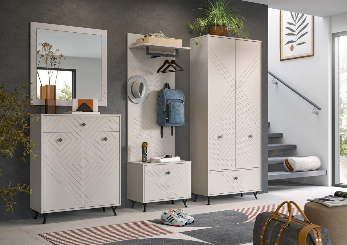 GARDEROBEN-SET NOTES 5-tlg. (B/H/T: ca. 250/190/35 cm) in sandbeige/sandbeige matt - Sandfarben, Holzwerkstoff (250/190/35cm)