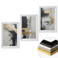 WANDBILDER 3er-Set - 40x60 cm Weißer Rahmen - Abstrakte Schwarz-Weiß-Malerei - Weiß, Kunststoff (40/60cm) - ArtPrintCave