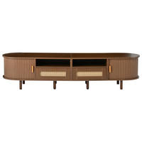 TV STOLEK vzhled ořechu a ratan 170 cm oválný s 8 nohami - barva starého dubu, kompozitní dřevo (170/40/40cm) - Urban Meuble