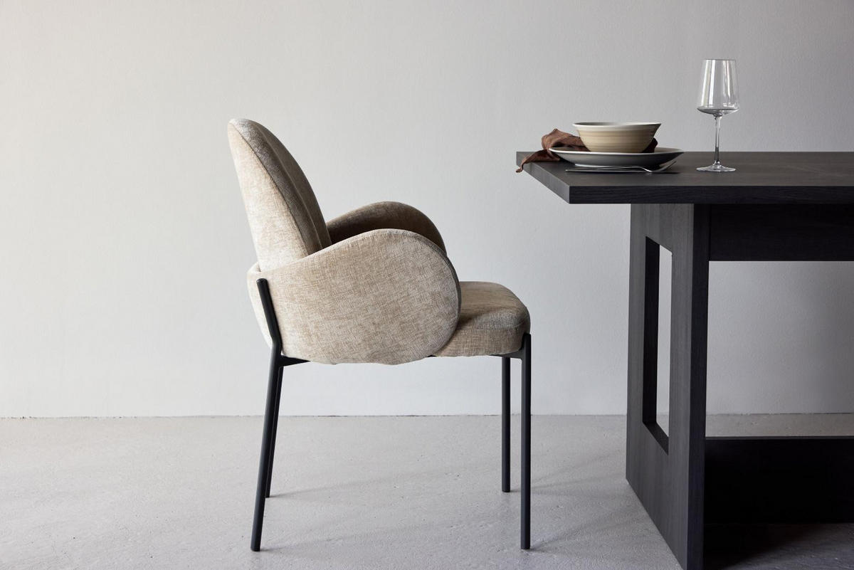 ESSZIMMERSTUHL, Blom, Beige, Metall / Polyester / Leinen, 62 x 62 x 86 cm - Beige, Textil/Metall (62/86/62cm) - ebuy24