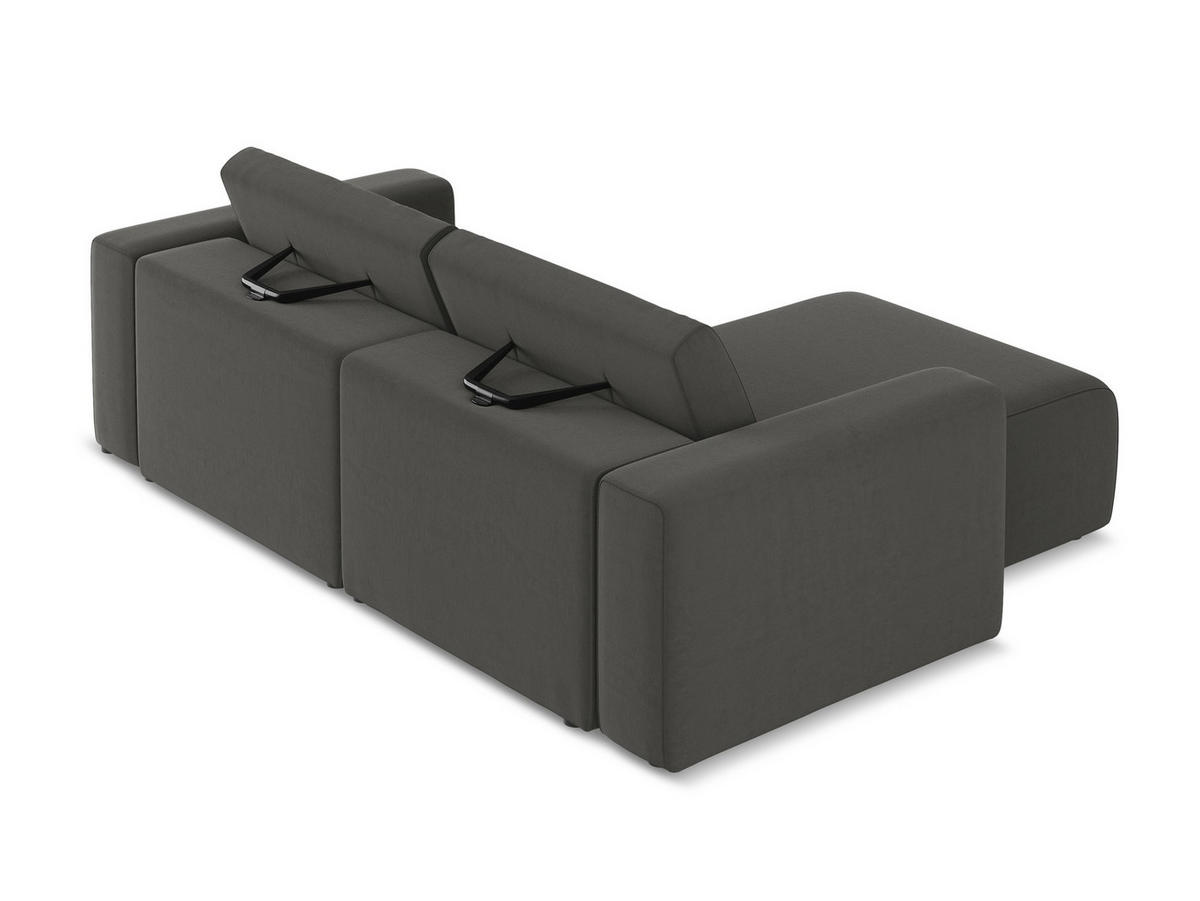 ECKSOFA Links Samt Stoff Grau - Dunkelgrau/Schwarz, Kunststoff/Textil (167/224cm) - Makamii