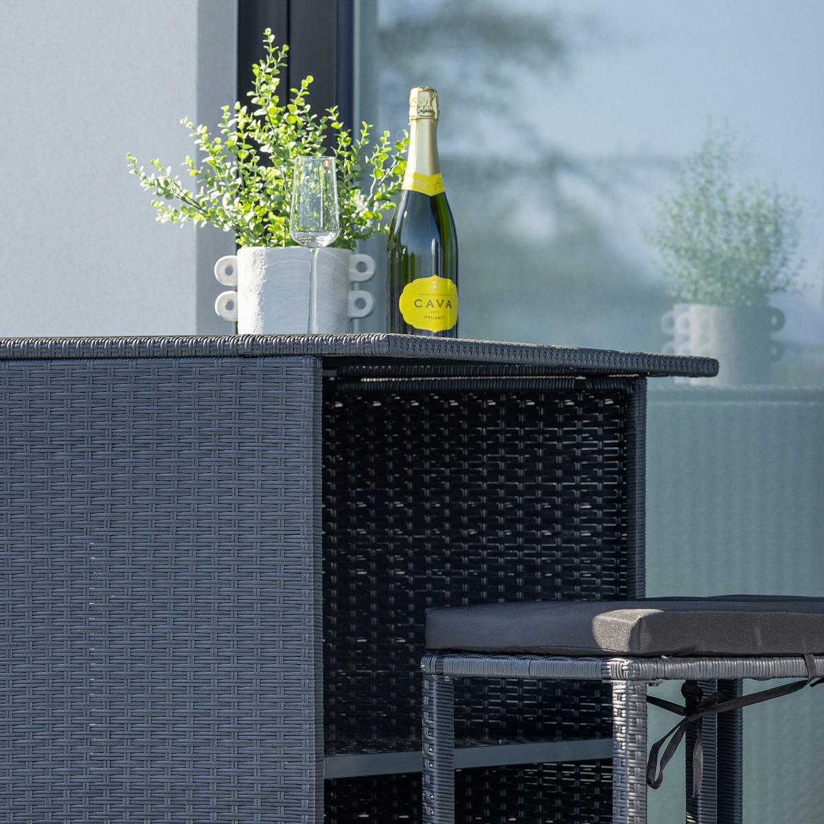 OUTDOOR BARLOUNGE - Schwarz - Polyethylen - 60 x 105 x 100 cm - Schwarz, Kunststoff - home24