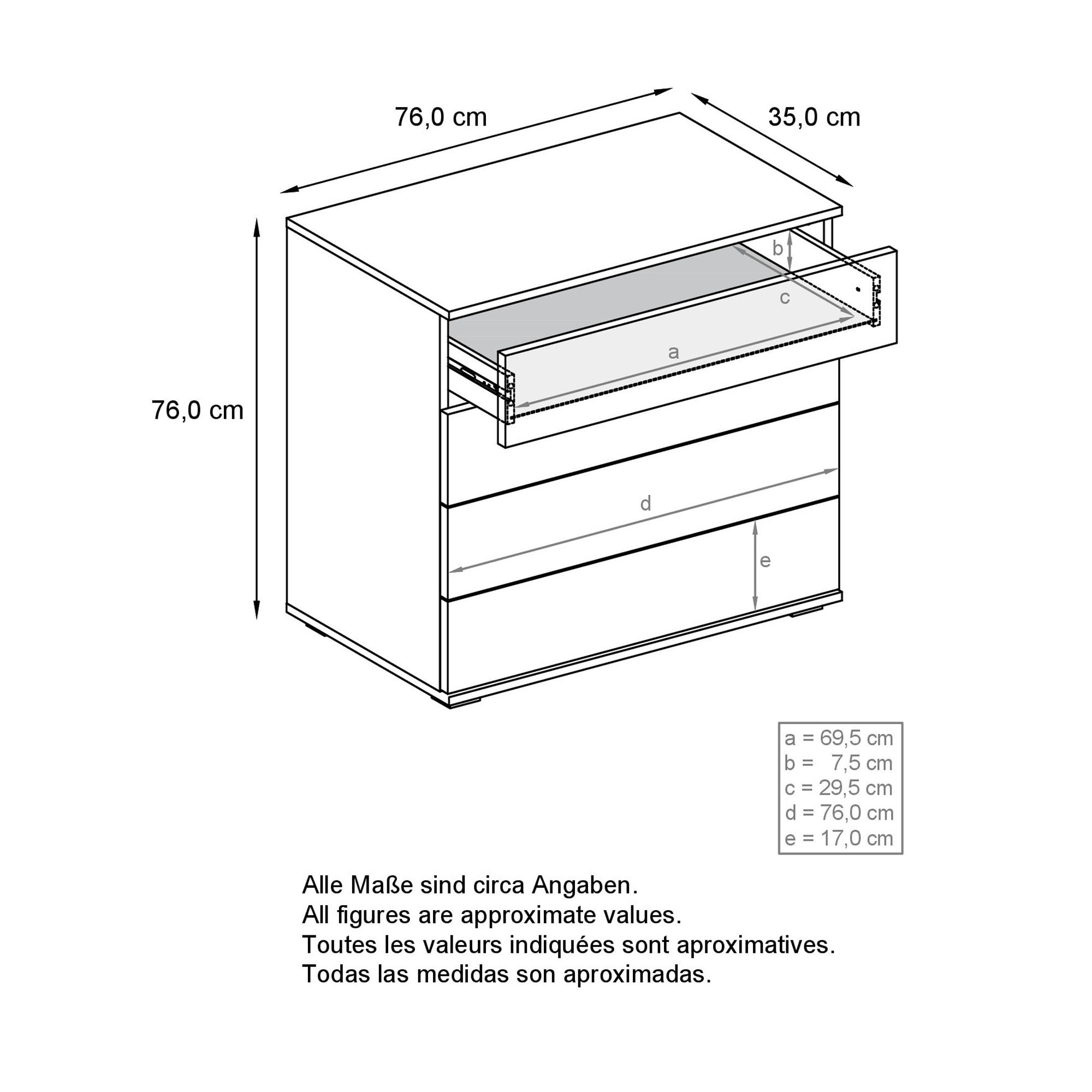 Thumbnail - Vladon Kommode, Anthrazit, Holzwerkstoff, 76x76x35 cm, Wohnzimmer, Kommoden & Sideboards, Kommoden