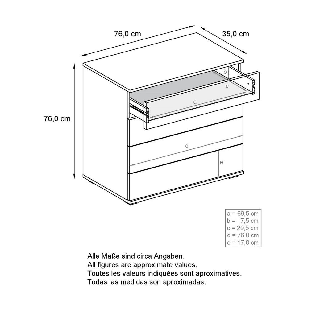 Thumbnail - Vladon Kommode, Eiche, Holzwerkstoff, 76x76x35 cm, Wohnzimmer, Kommoden & Sideboards, Kommoden