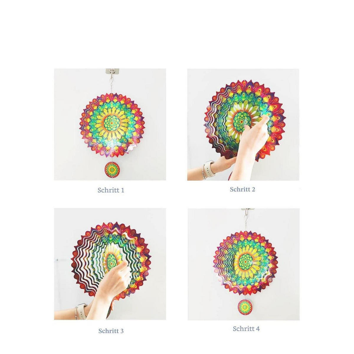 WINDSPIEL 3D Mandala Edelstahl 30 cm Lila - Multicolor, Metall (30.5/30.5/30.5cm)