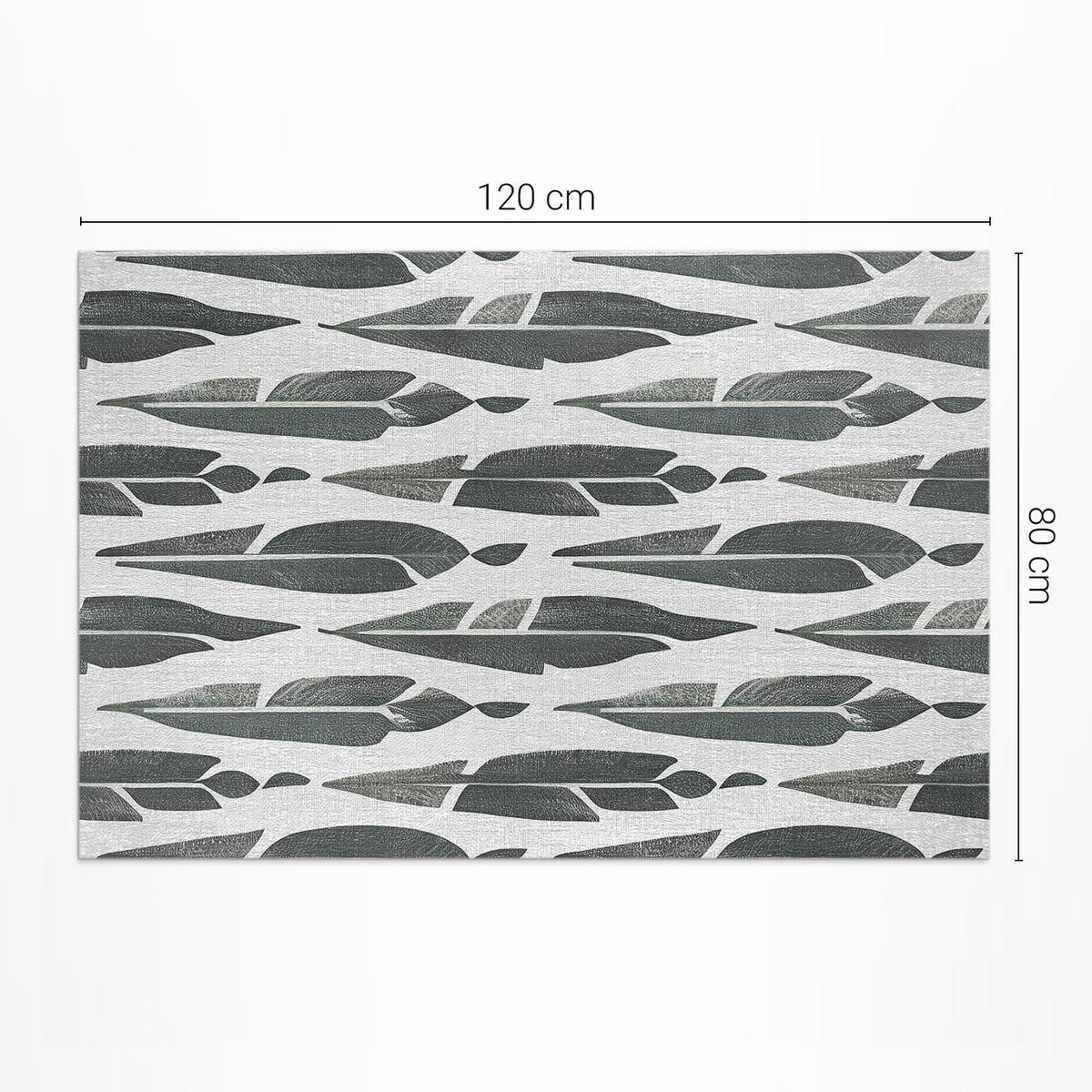 TEPPICH 80x120 cm Gemalte Indianerfedern Boho - Silberfarben, Kunststoff (80/120cm) - Wallfluent