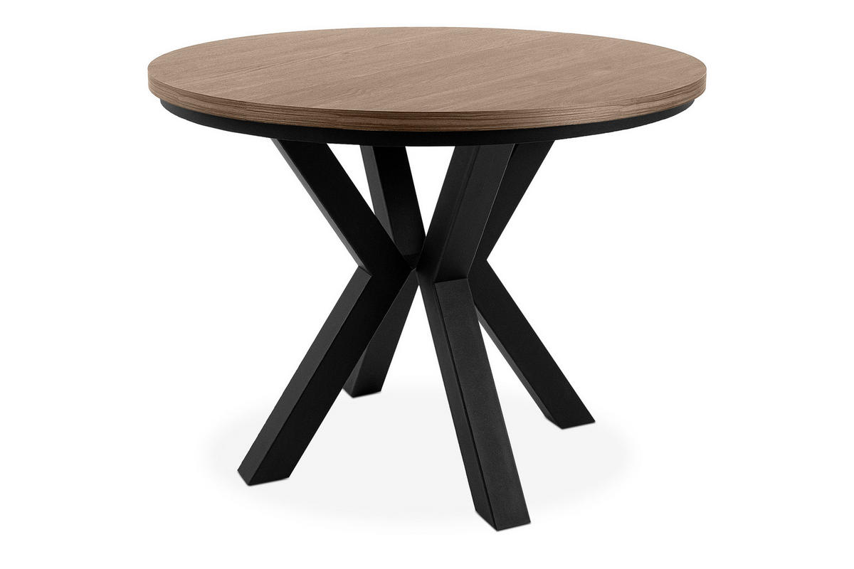 ESSTISCH ROSTEL Ausziehbar 100-260cm Rund, lefkas/schwarz - Schwarz/Braun, Holz (100/260/75cm) - KONSIMO®