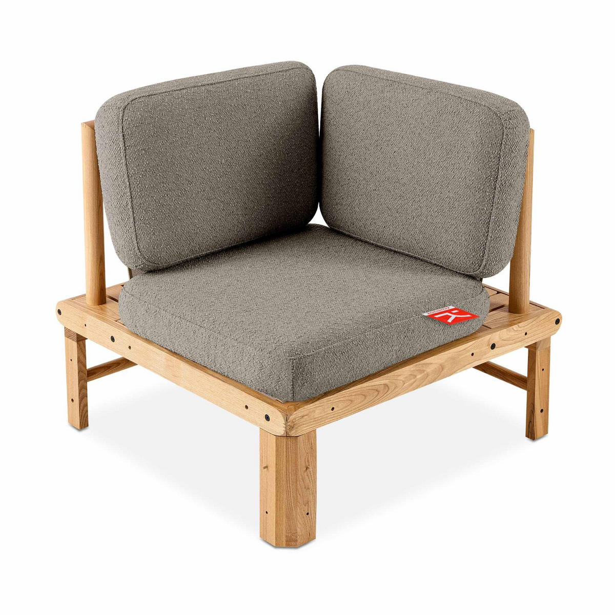 LOUNGESOFA ATREDA links - Grau, Holz/Textil (315/80/150cm) - KONSIMO®