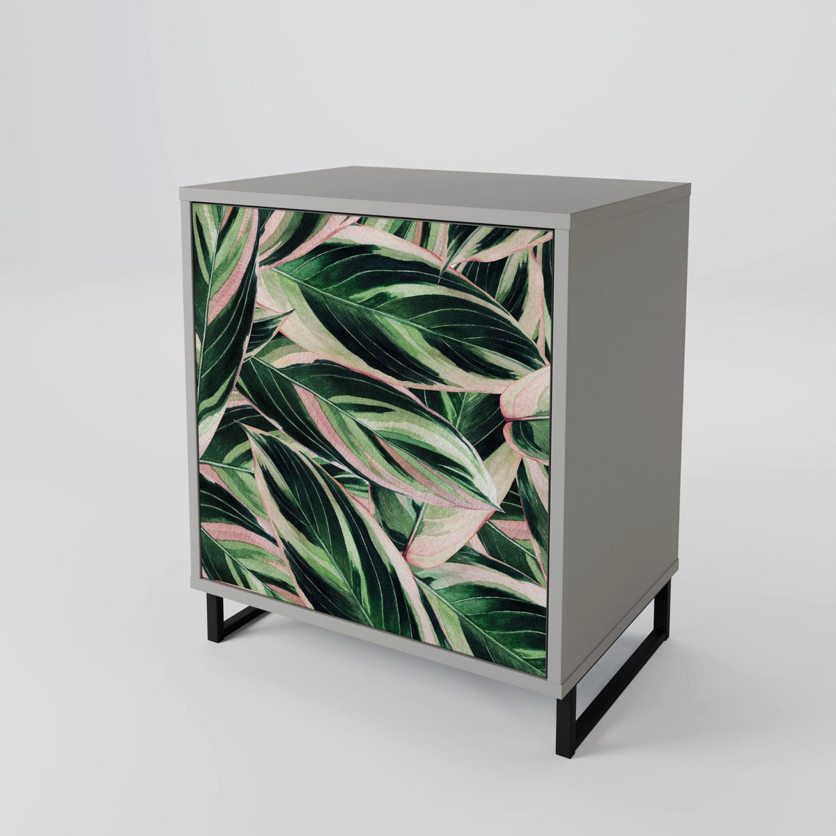 SIDEBOARD EERIE STROMANTHE, Grau, 57,5x42x75,5 cm, Goldfarbene Metallfüße - Goldfarben/Multicolor, Holzwerkstoff/Metall (57.5/75.5/42cm) - SpaceRebels