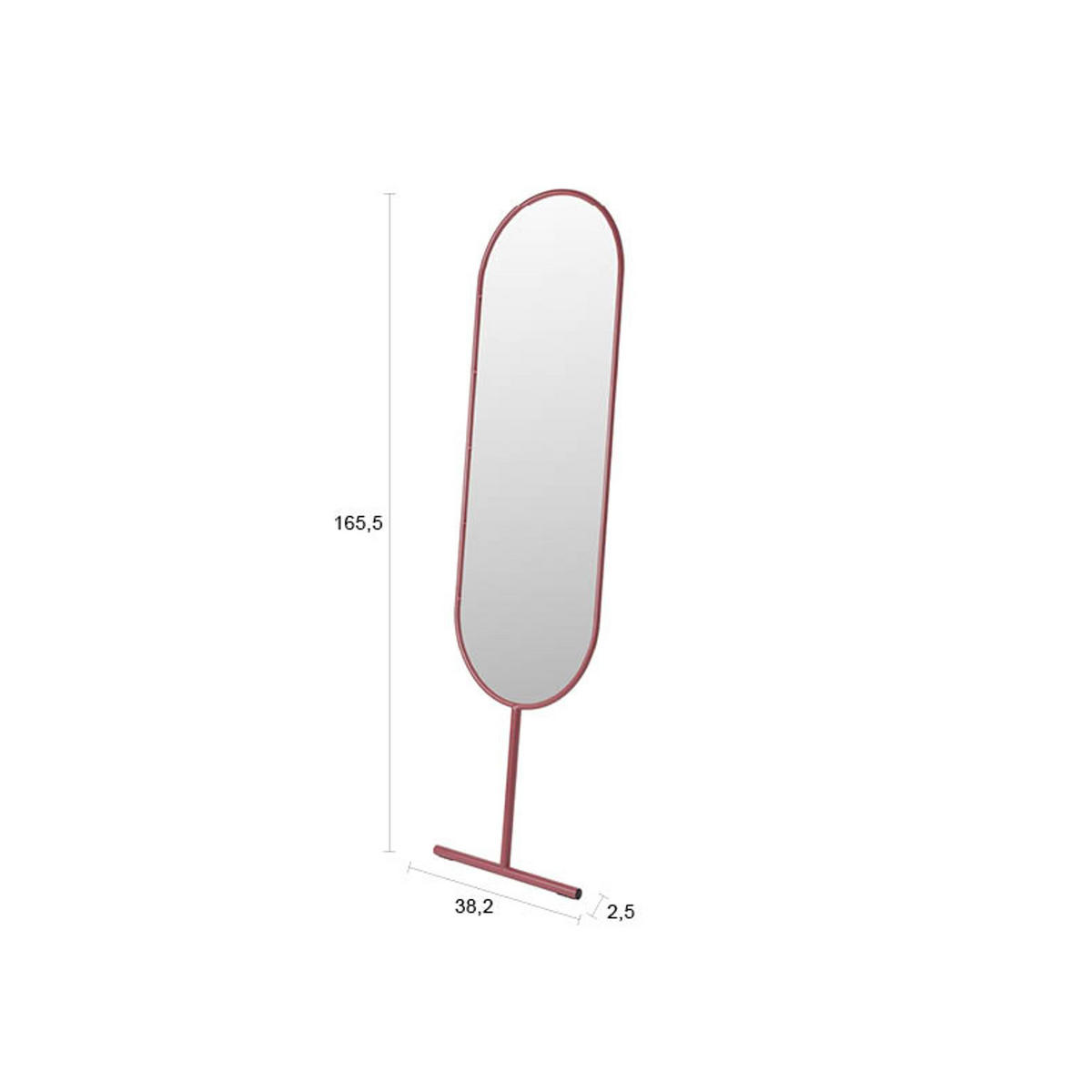 STANDSPIEGEL Tess Rot - Rot, Metall (38.2/165.5/2.5cm) - Zuiver