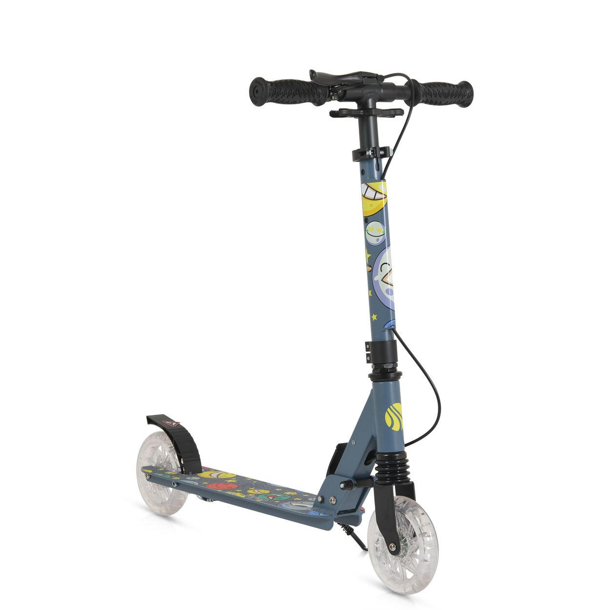 KINDERROLLER Snazzy grau LED-Räder, Frontstoßdämpfer, Seitenständer, Hinterradbremse, faltbar - Grau, Metall (89/40/74cm)