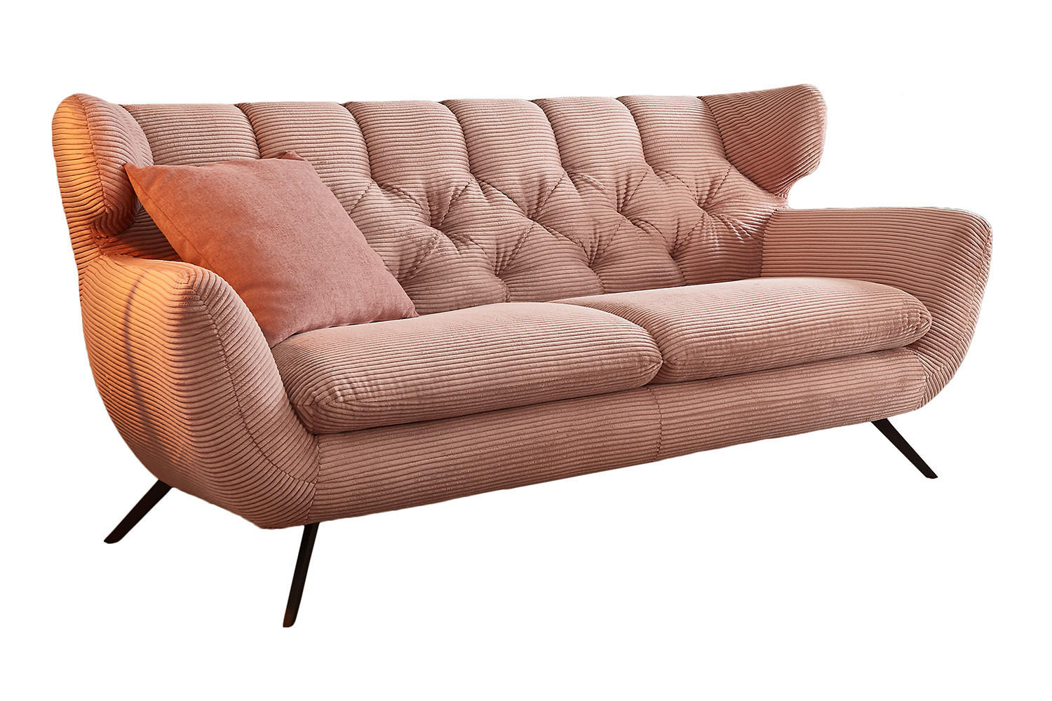 SOFA CHARME Pink Cord - Pink/Schwarz, Textil/Metall (175/94/95cm) - KAWOLA