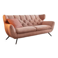 SOFA CHARME Pink Cord - Pink/Schwarz, Textil/Metall (225/94/95cm) - KAWOLA