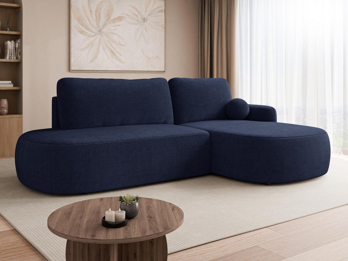ECKSOFA Loridu O, Seite: Rechts - Schwarz/Dunkelblau, Holz/Kunststoff (274/174cm) - MIRJAN24