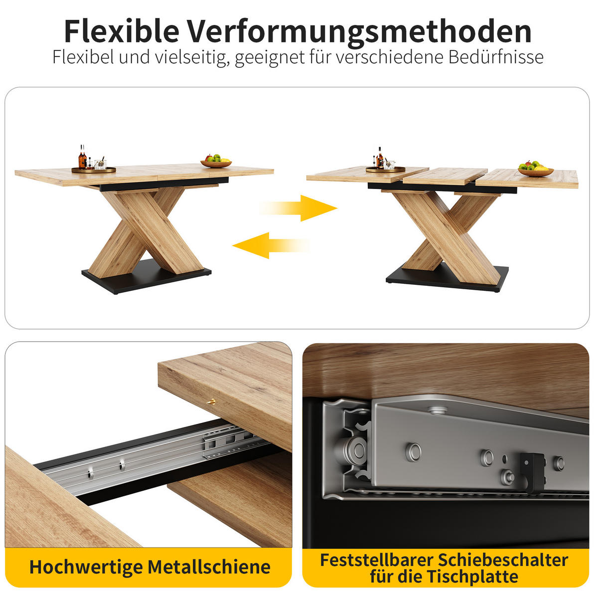 ESSTISCH, MDF mit Auszug (Teleskop), 119-158,5/80/75 cm, Naturfarben - Naturfarben, Holzwerkstoff (119/80/75cm) - Redom