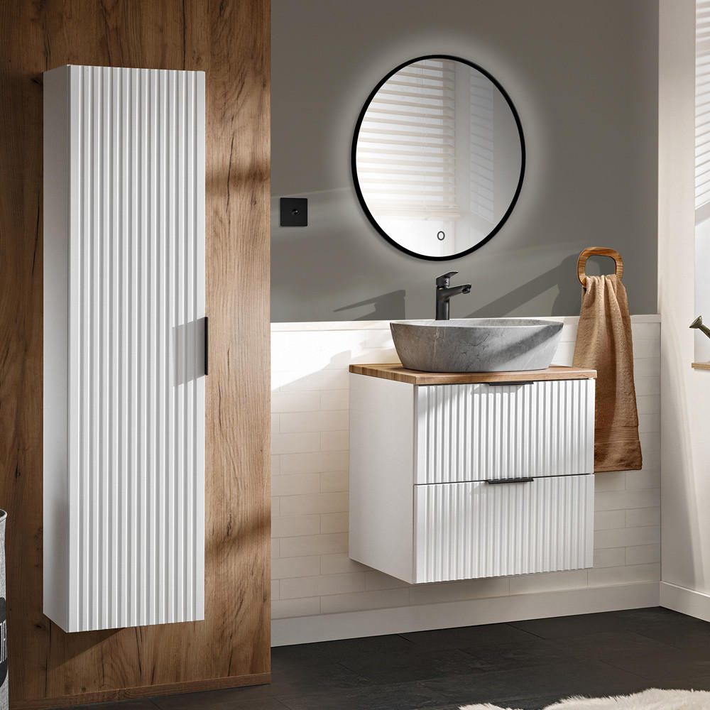 BADMÖBEL-SET 3-TLG. Adelaide-56 - Weiß, Holzwerkstoff (60/57/46cm) - Lomado