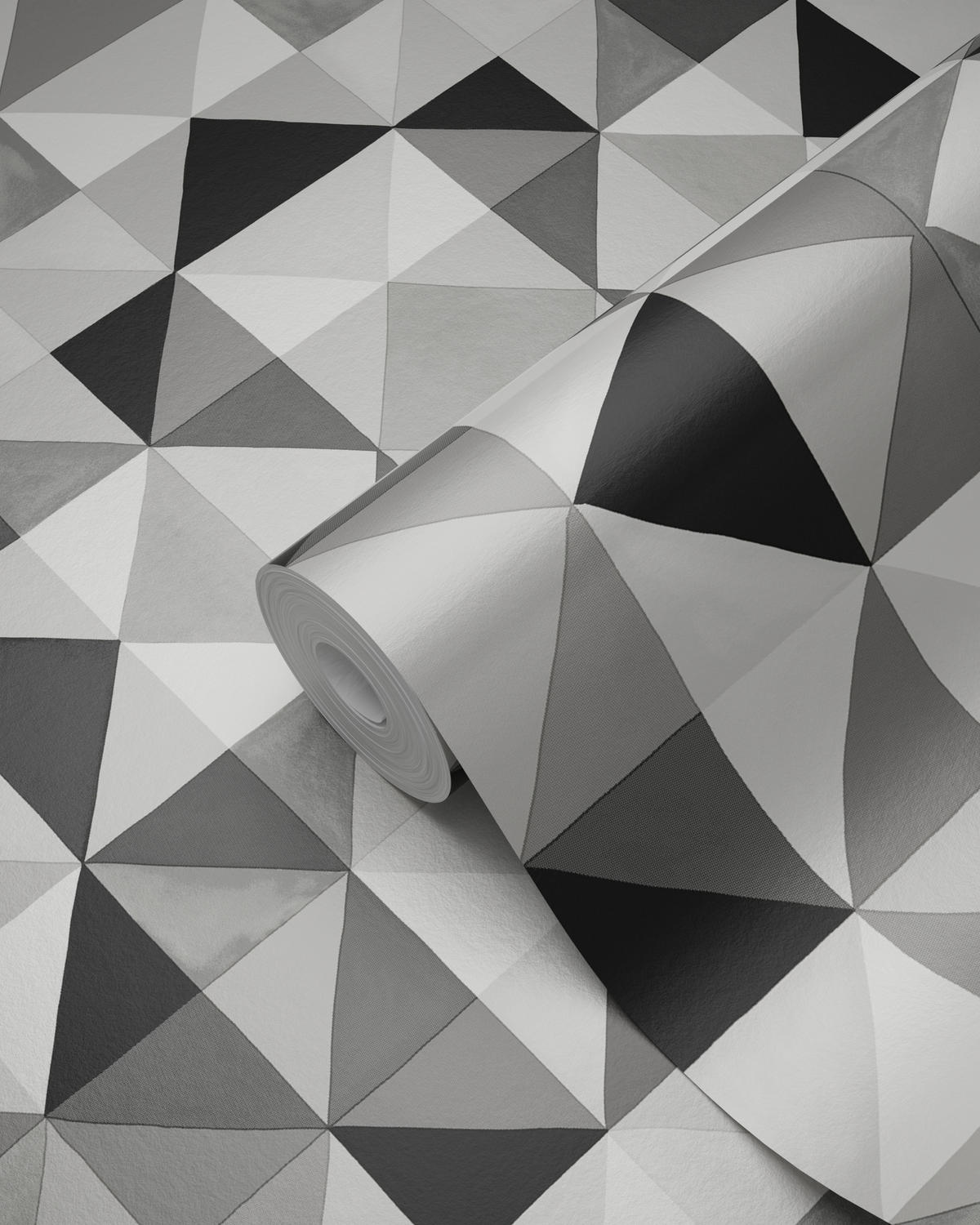 TAPETE kubistisches Muster 53 cm x 10.05 m - Schwarz, Papier (53/1000cm) - Origin Wallcoverings